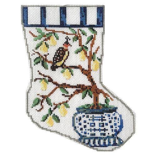 Partridge in a Pear Tree Chinoiserie Mini Stocking