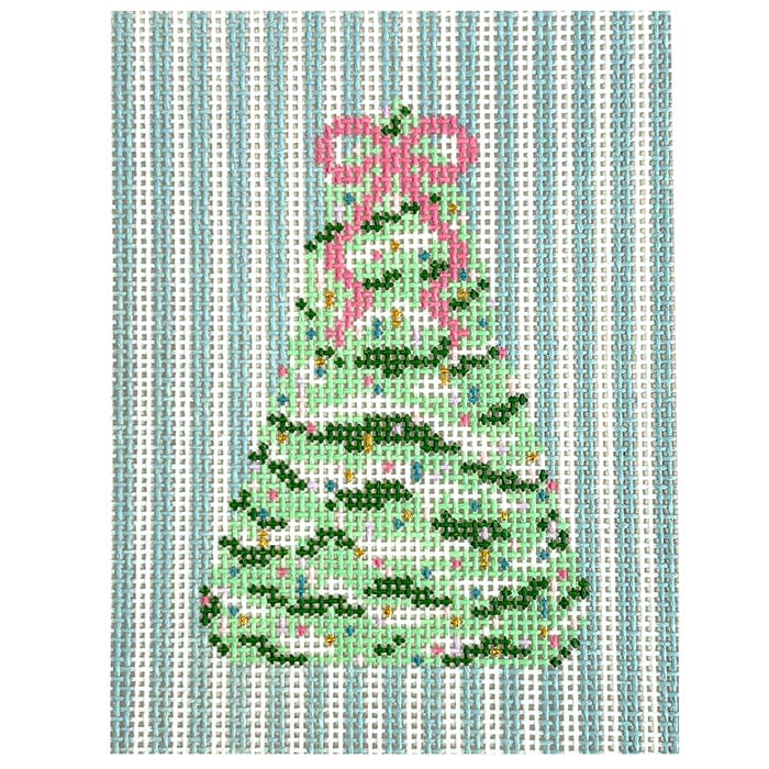 Pastel Christmas, Tree w/Blue Stripes