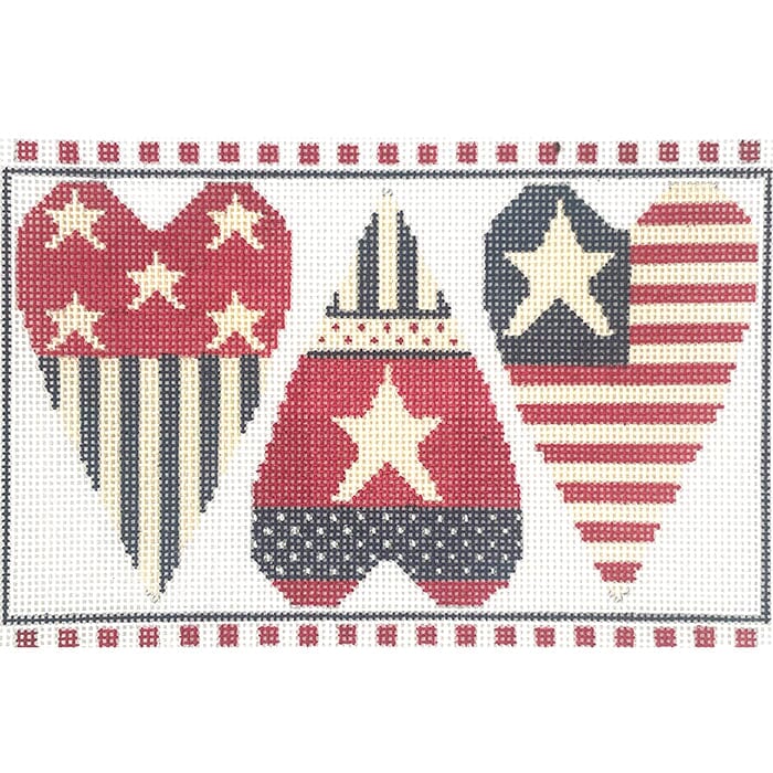 Patriotic Hearts Row of 3