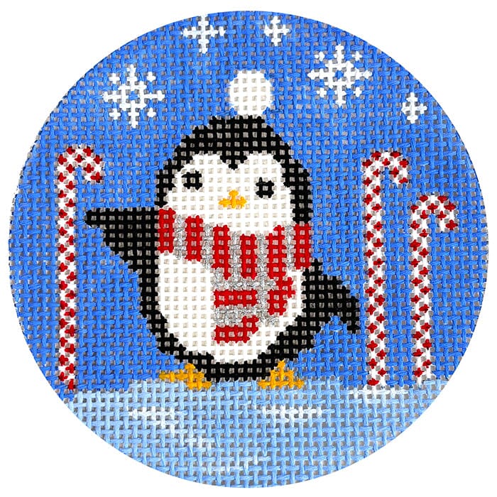 Penguin w/ Candy Canes Round