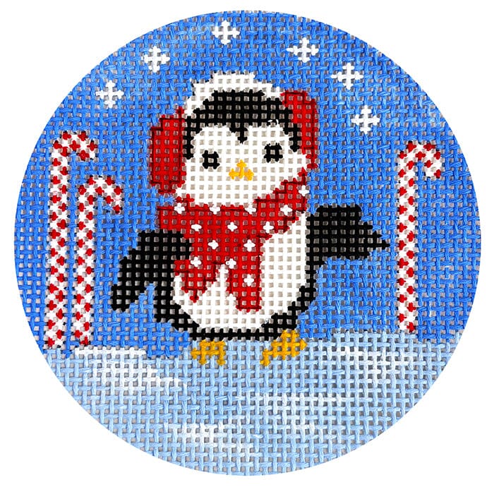 Penguin with Ear Muffs Round