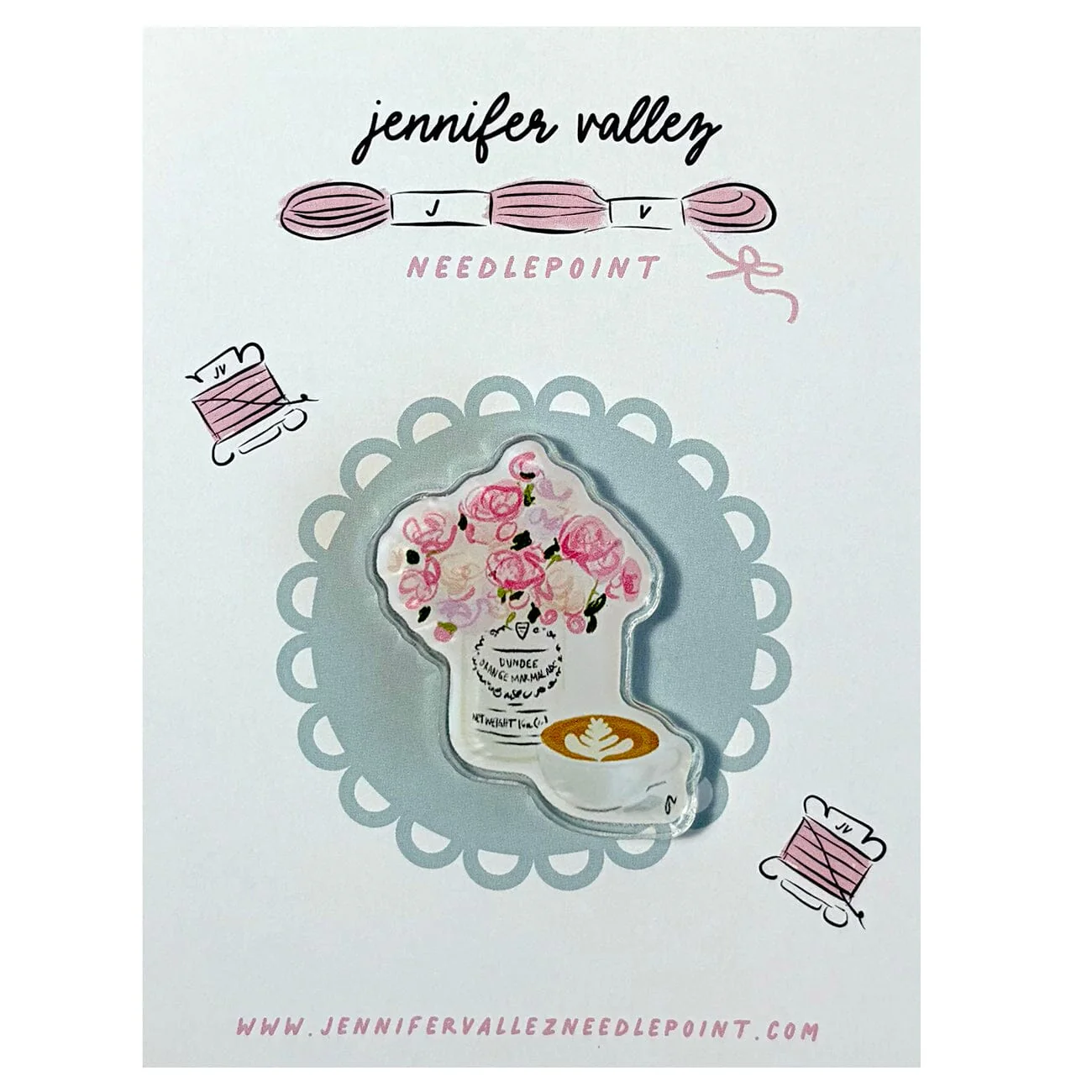 Peonies & Coffee Acrylic Needle Minder
