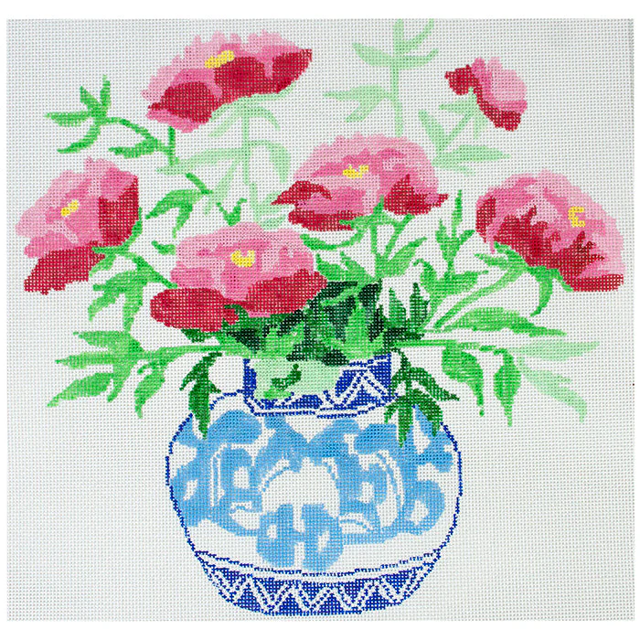 Peonies in a Blue Bowl
