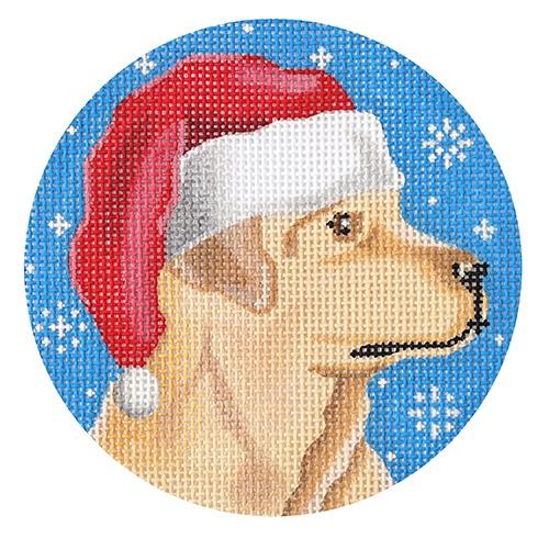 Yellow Lab Santa Round