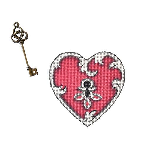 Pink Heart Lock with Key on 18