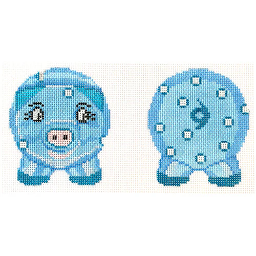 Piggy Bank Blue with White Dots