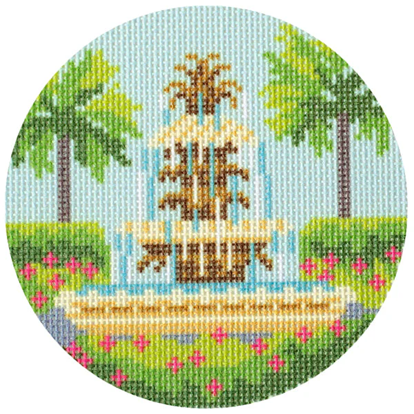 Pineapple Fountain Canvas with Stitch Guide