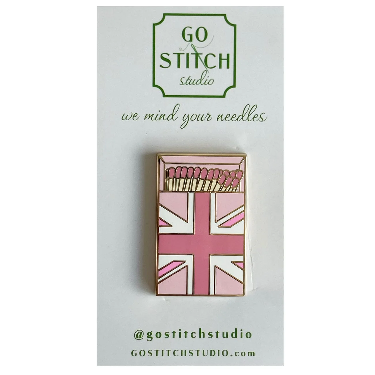 Pink British Flag Matchbox Needle Minder