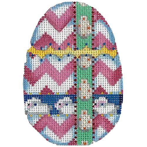 Pink Chevron Ribbons & Bunnies Egg