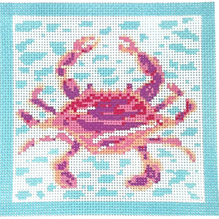 Pink Crab on Blue Square