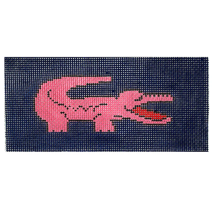 Pink Croc Navy Background Eyeglass Case