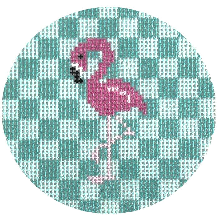 Pink Flamingo on Aqua 3" Round