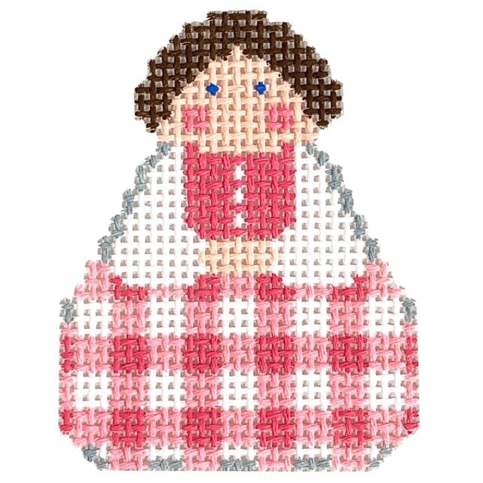 Pink Gingham Angel Ornament