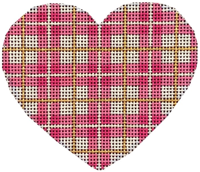 Pink/Gold Plaid Heart