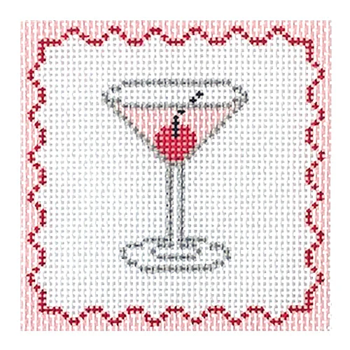 Pink Lady with Cherry Coaster