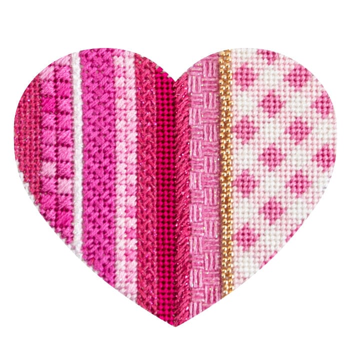 Pink Ombre/Gingham Medium Heart with Stitch Guide - Image 2