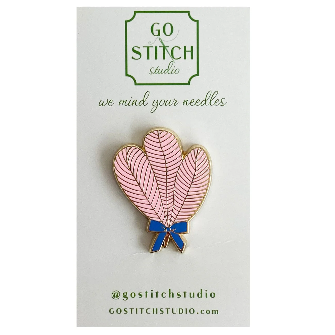 Pink Ostrich Feather Fan Needle Minder