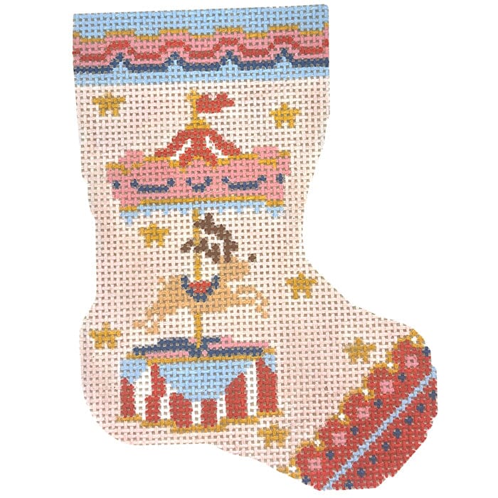 Pink Reindeer Carousel Mini Stocking