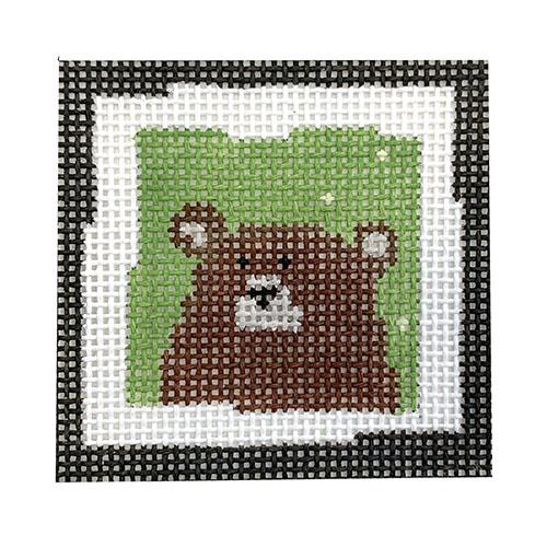 Brown Bear on Green Small Square