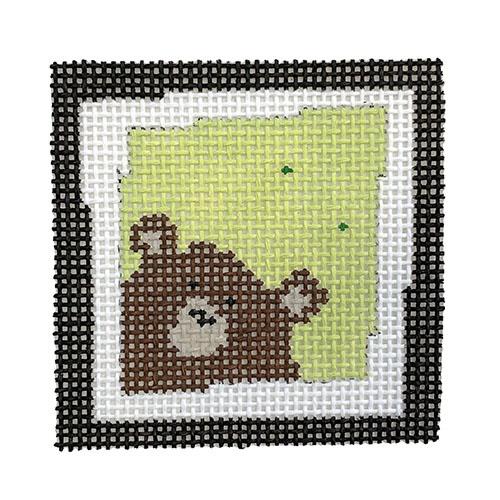 Brown Bear Small Square on Lime
