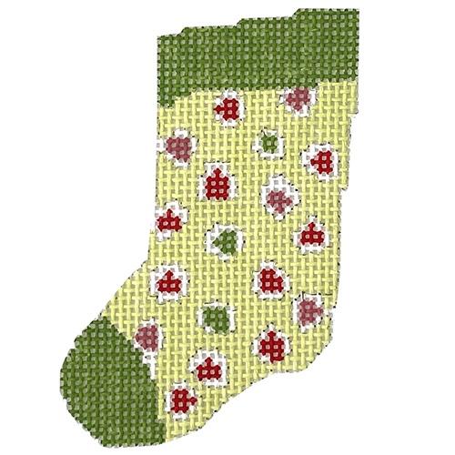 Mini Sock - Green with Mixed Shapes