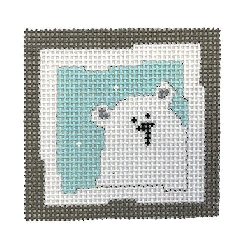 Polar Bear Small Square on Aqua