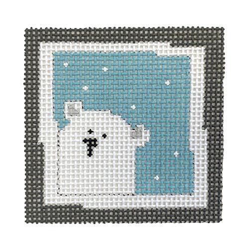 Polar Bear Small Square on Blue