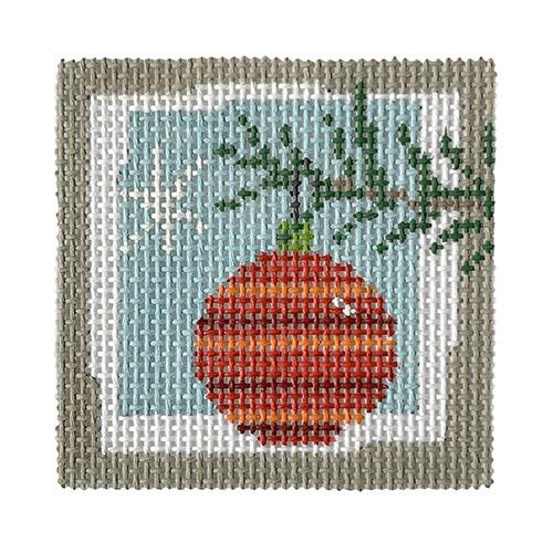 Red and Orange Striped Bauble