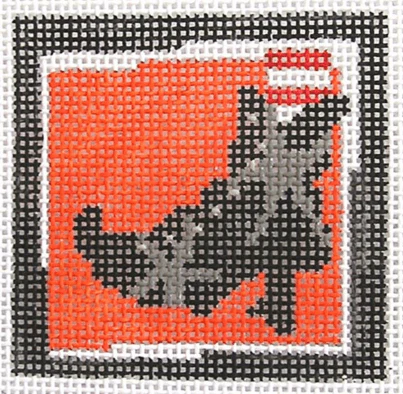 Witch's Boot Small Square on Orange