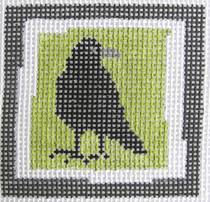 Crow Small Square on Dark Green