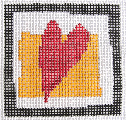 Heart Small Square on Orange