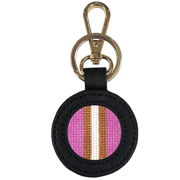 Leather Self-Finishing Round Key Fob - Black