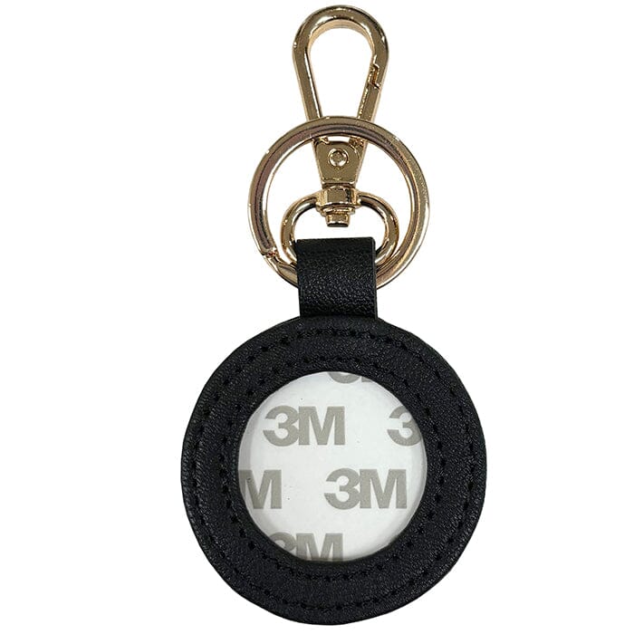 Leather Self-Finishing Round Key Fob - Black - Image 2