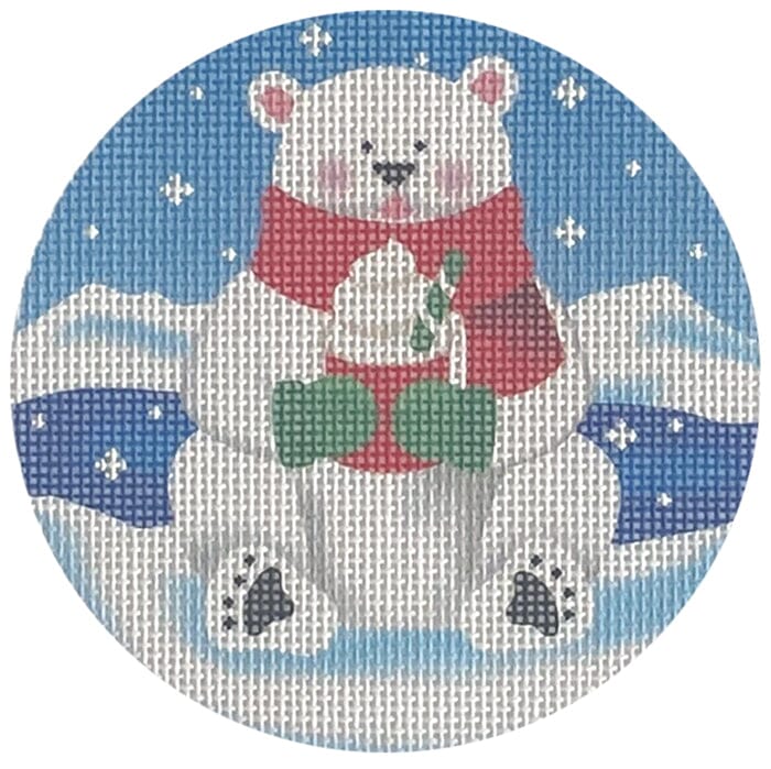 Polar Bear with Cup Round
