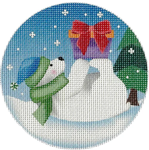 Polar Bear With Present Round