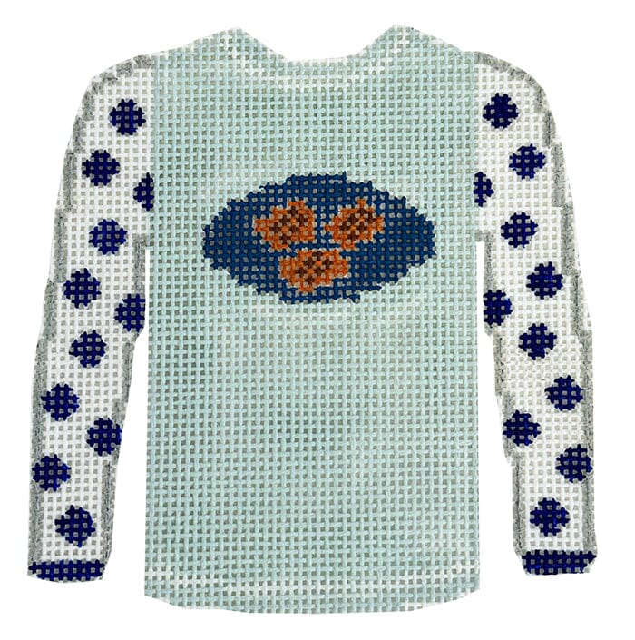 Potato Latkes on Light Blue Sweater