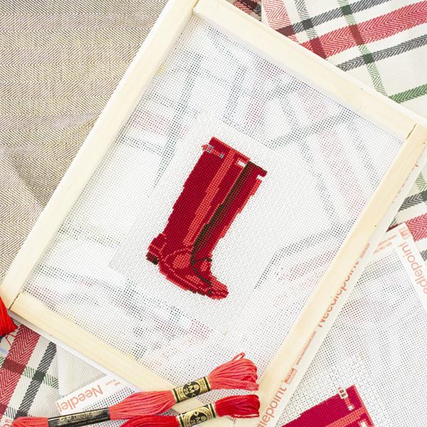 Preppy Wellies Canvas with Stitch Guide
