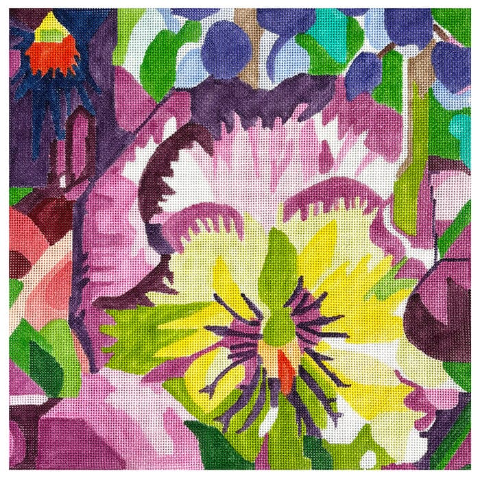 Purple & Green Pansy 14" Square
