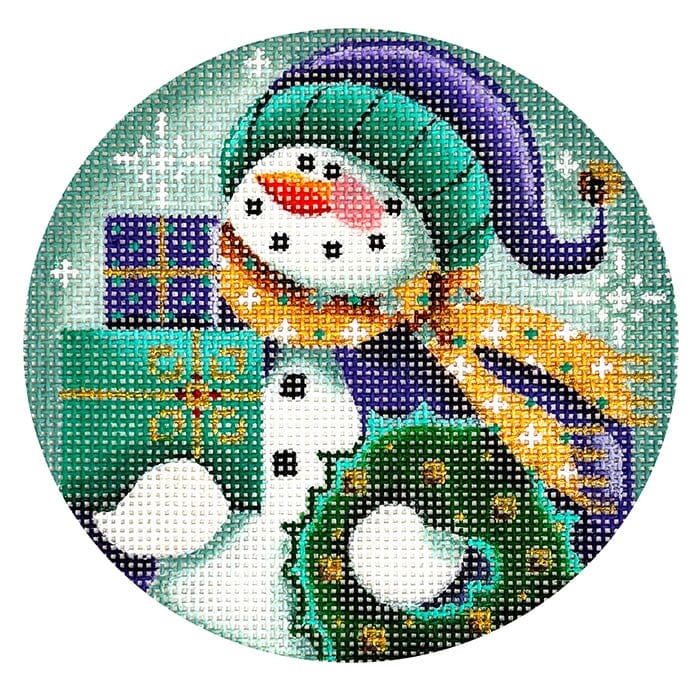 Purple Snowman Snow Round