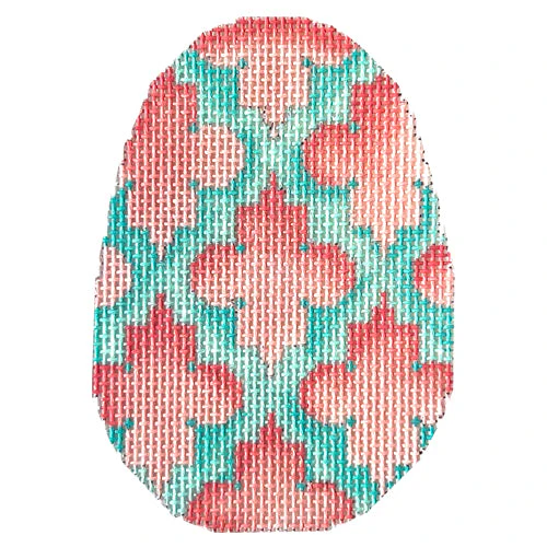 Quatrefoil Egg - Coral & Aqua