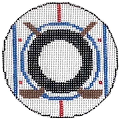 Ice Hockey Monogram Round