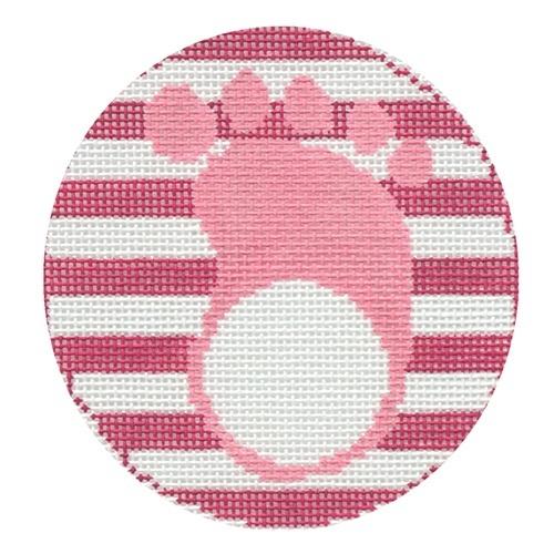 Pink Footprint Monogram Round