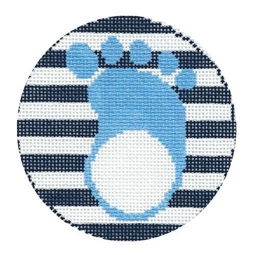 Blue Footprint Monogram Round