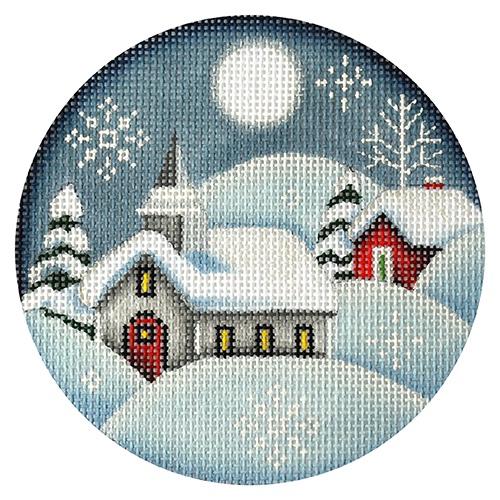 Christmas Eve Church Snowy Round