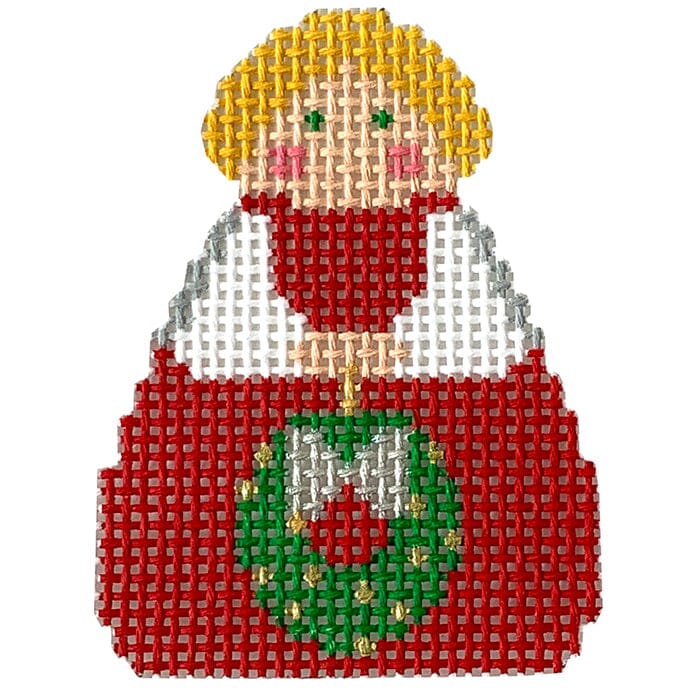 Red Angel with Green Wreath Ornament