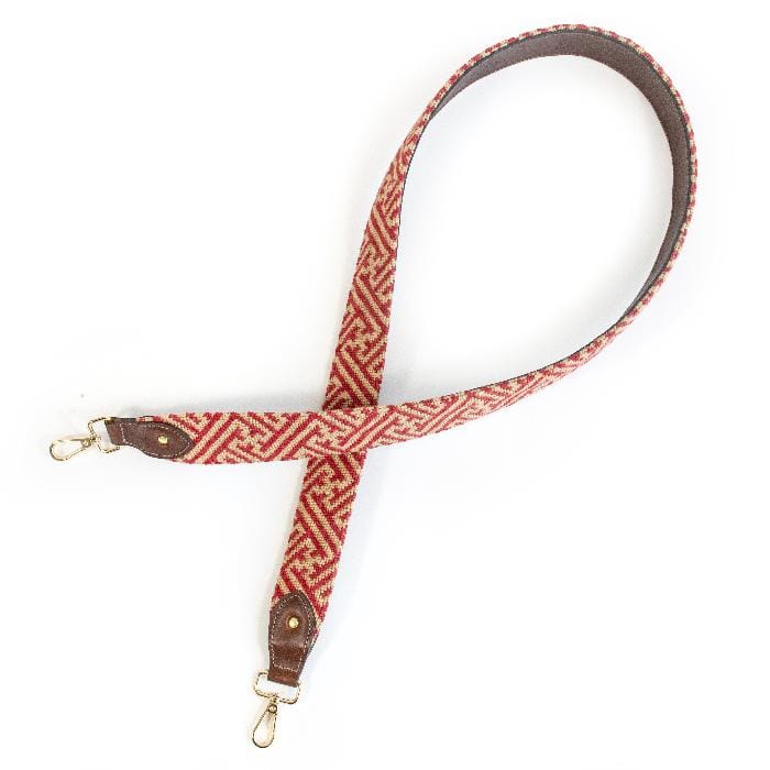 Red/Camel Fretwork Crossbody Strap