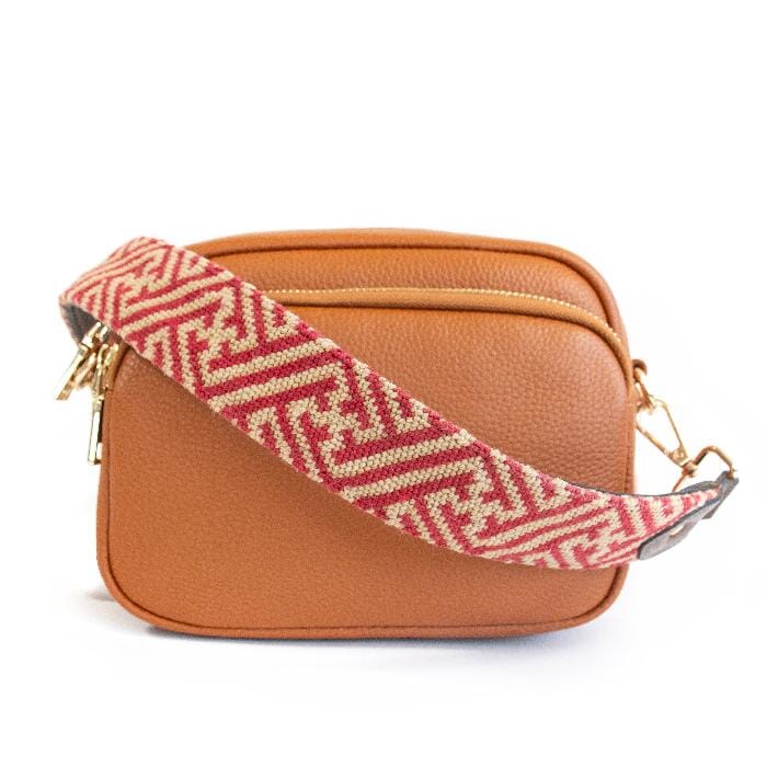 Red/Camel Fretwork Crossbody Strap - Image 2
