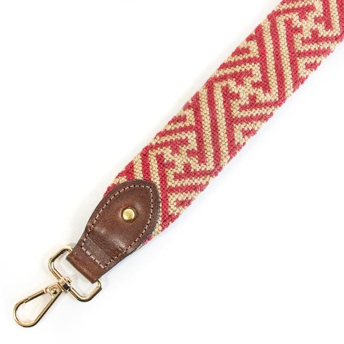 Red/Camel Fretwork Crossbody Strap - Image 4