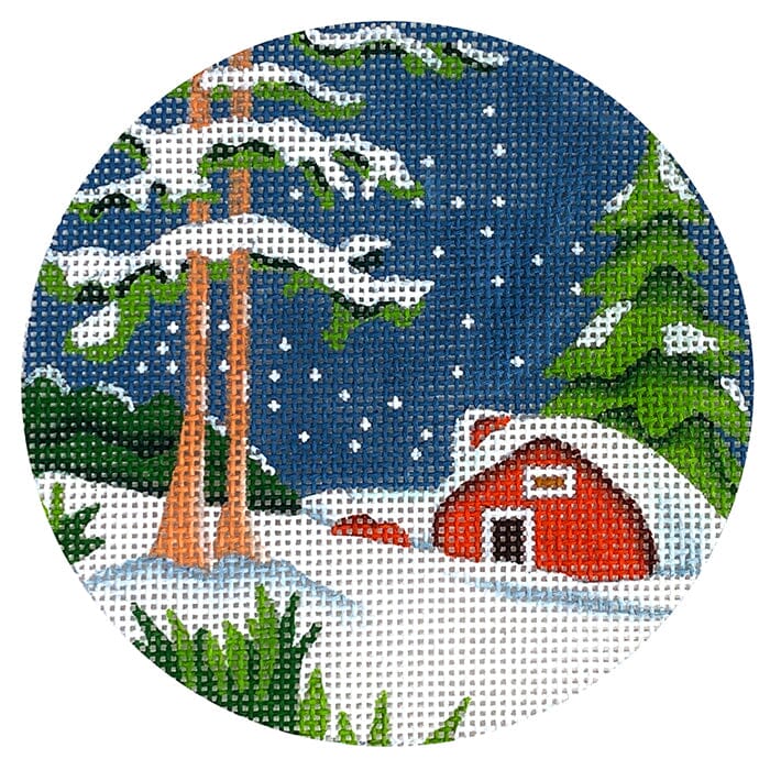Red Cottage Snow Round