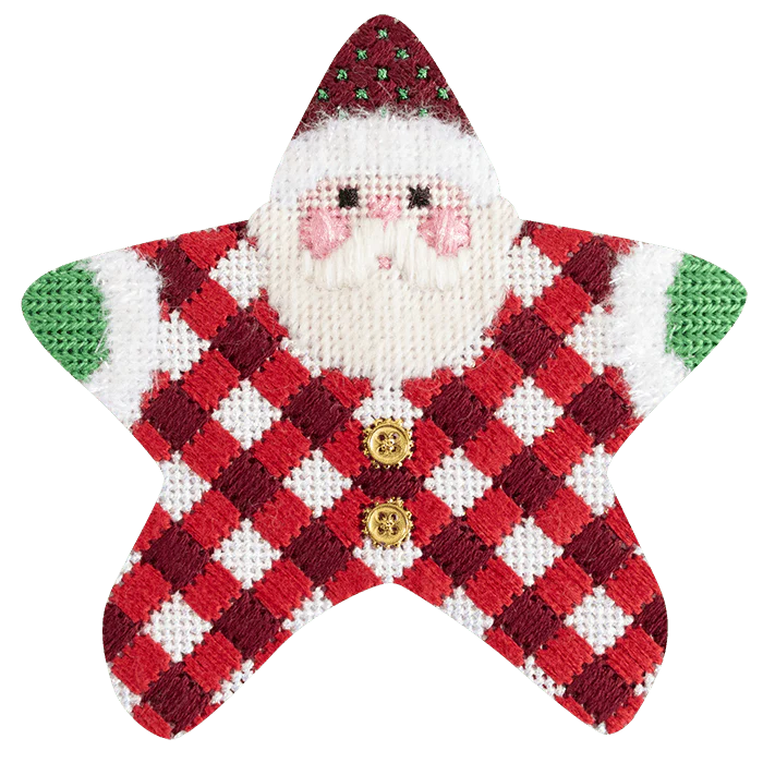 Red Gingham PJ Santa with Stitch Guide - Image 3